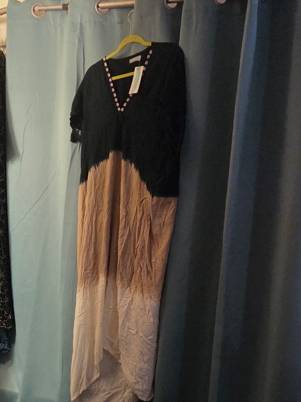 Black and Taupe Ombre V-Neck Women’s Dress